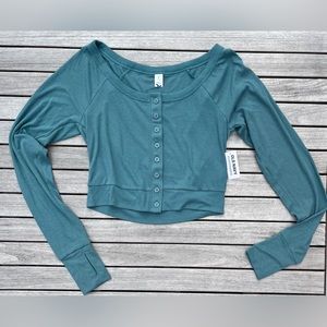 Old Navy long-sleeve, button-down crop top